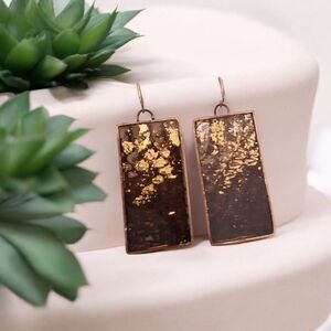 Elegant Gold and Brown Dangle Earrings